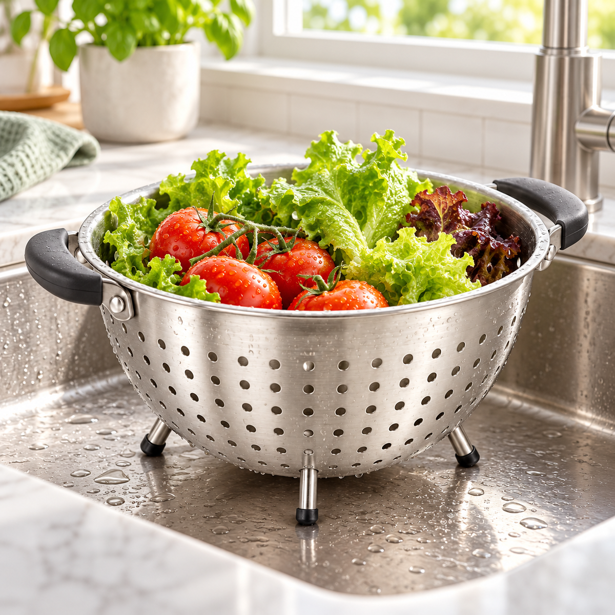 DrainFlow 3-Quart Stainless Steel Colander